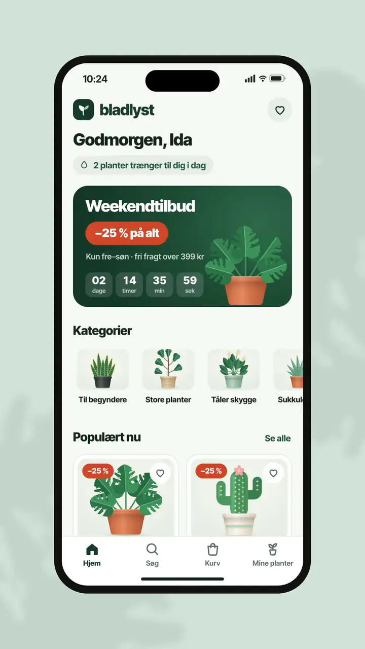 App · Webshop-app: Bladlyst